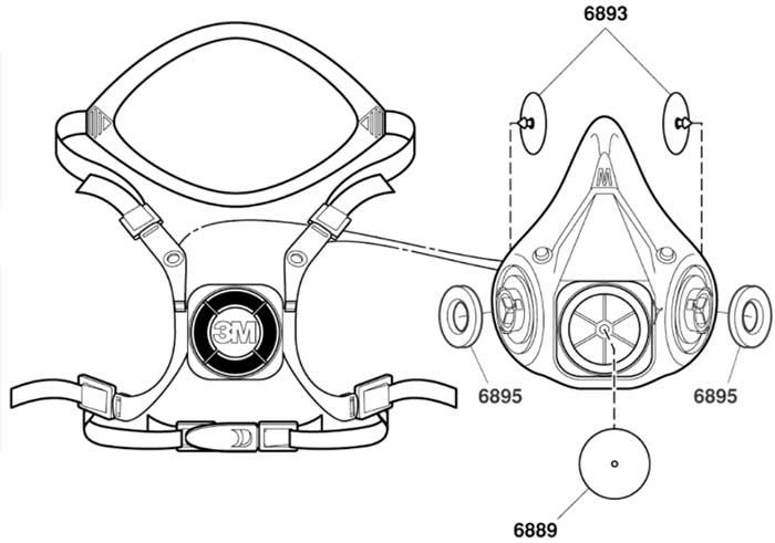 cấu tạo mặt nạ phòng độc 3M 6100
