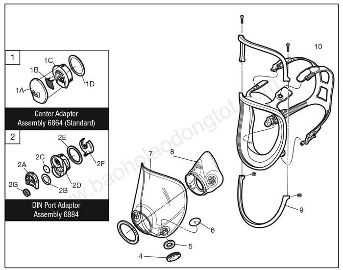 cấu tạo mặt nạ phòng độc 3M 6800