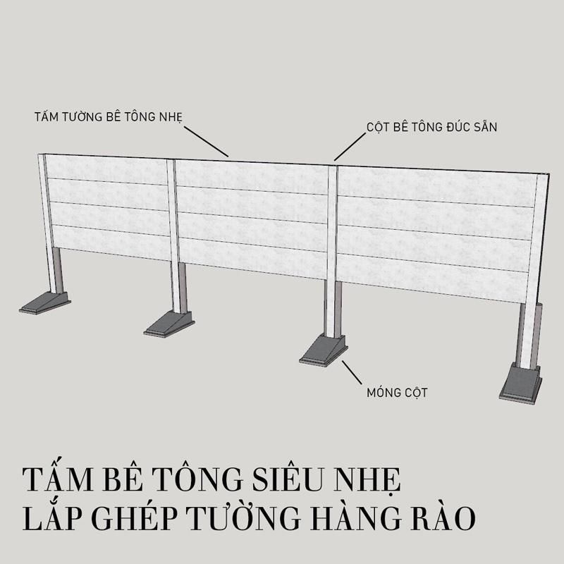 Hàng rào bê tông lắp ghép bằng tấm bê tông nhẹ