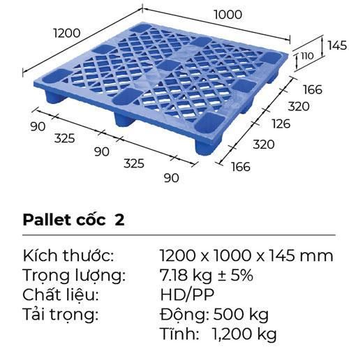 pallet nhựa cốc1200x1000x145mm màu đen