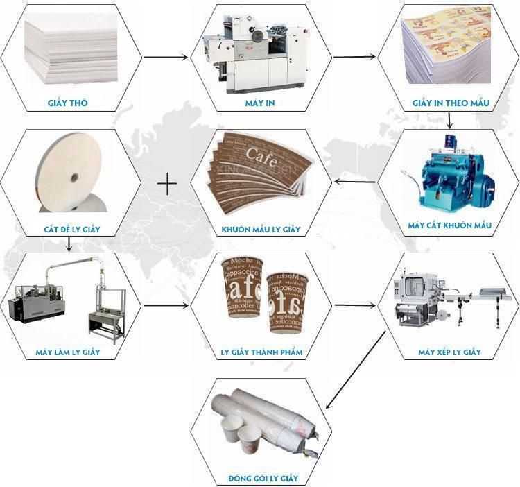 quy trình dây chuyền sản xuất ly giấy