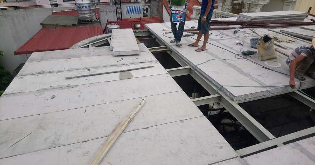 thi công tấm panel bê tông nhẹ lót sàn
