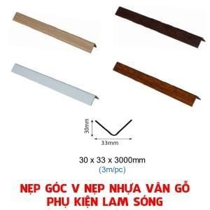 Nẹp góc chữ V vân gỗ nẹp nhựa giả gỗ phụ kiện lam sóng