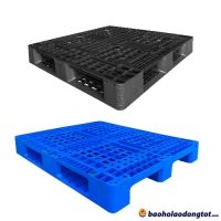 Pallet nhựa liền khối 1 mặt và 2 mặt màu đen xanh