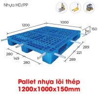 Pallet nhựa lõi thép 1200x1000x150mm